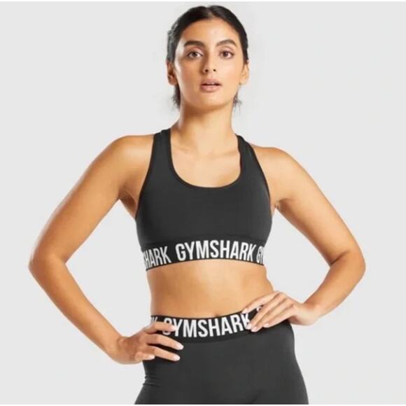 Gymshark Flex Sports Bra Black Light Support Seamless Workout Activewear S - Picture 1 of 4